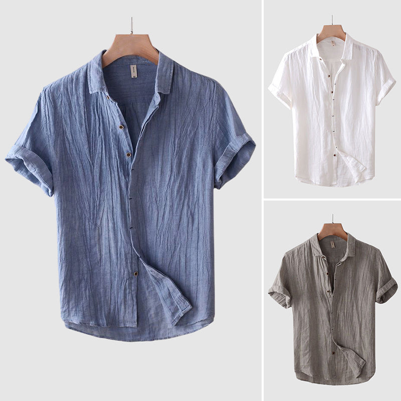 Men's short sleeve summer shirt, breezy and comfortable. Casual button-up top for effortless warm weather style.