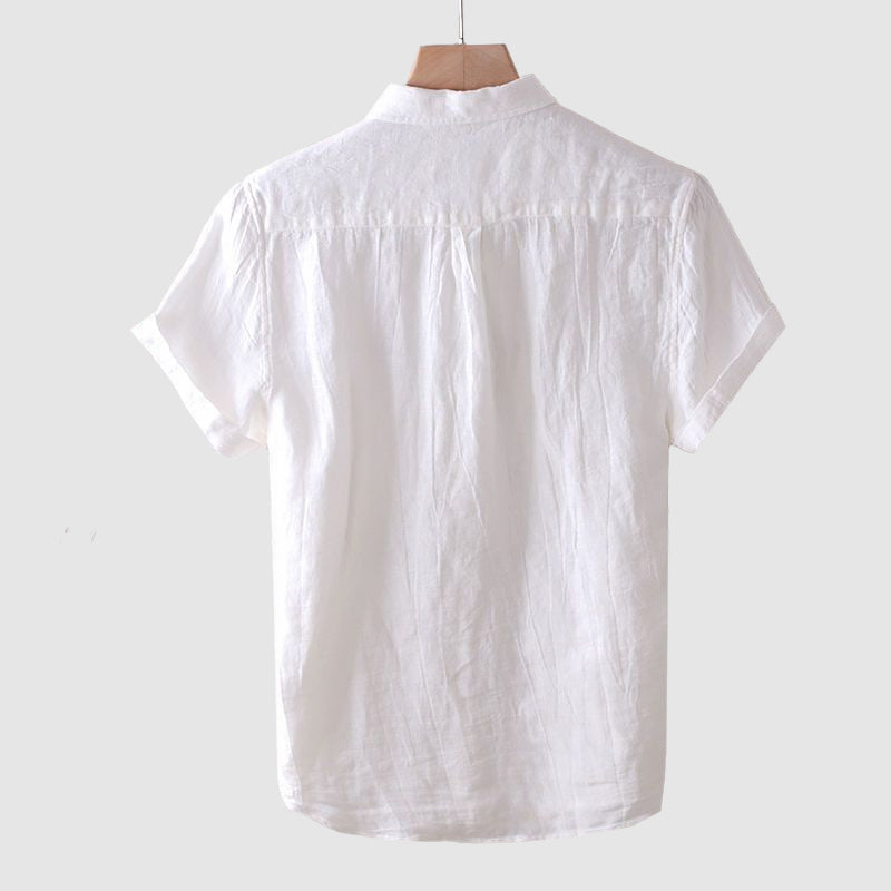 Effortless men's short sleeve button-up shirt. Relaxed fit, breezy summer top for casual warm weather style.