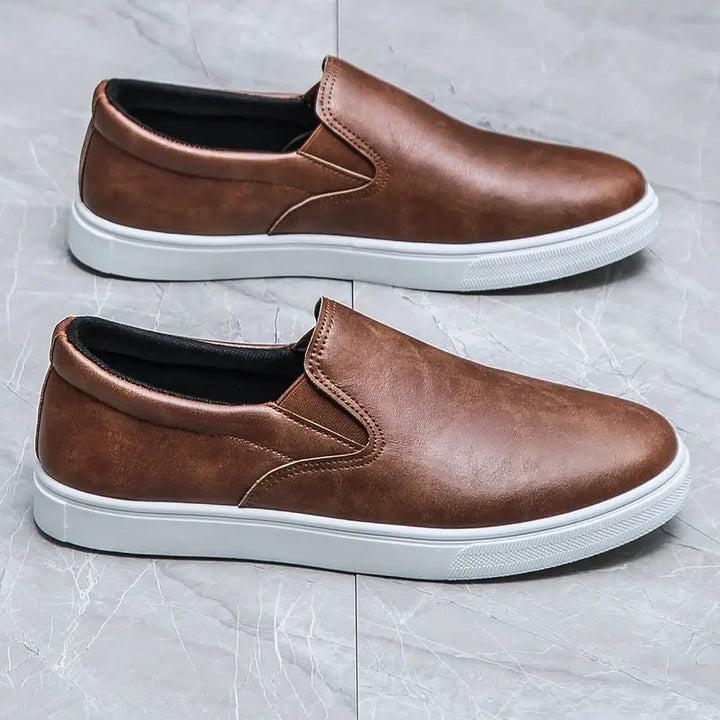 Men's Brock slip-on loafers in brown, offering effortless style and comfort for casual or formal wear.
