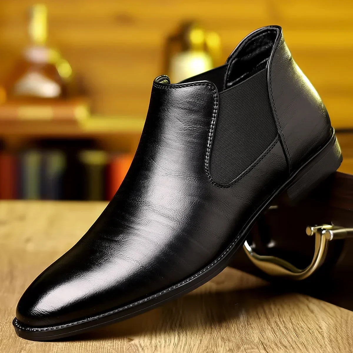 Stylish blue men's comfort dress shoes with a non-slip sole & cushioned insole for all-day wear and support.