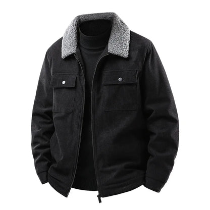 Classic men's corduroy sherpa bomber jacket. Durable outerwear, perfect for cold weather and stylish looks.