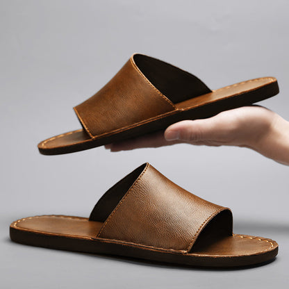 Comfortable brown men's sandals, cross-strap design for summer adventures.