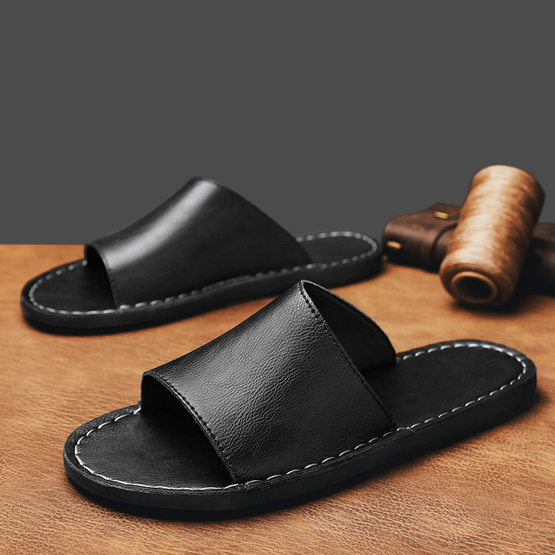 Slip-on men's cross-strap sandals, perfect for summer vacations & beach wear.
