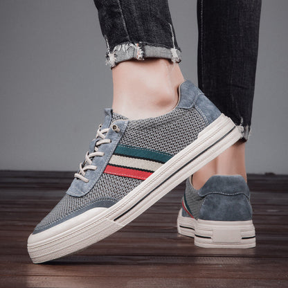 Close-up of men's retro brown sneakers, showcasing vintage detailing & sporty lifestyle appeal.