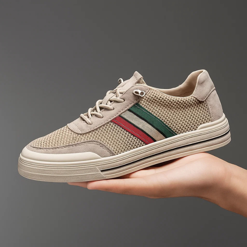 Blue men's retro sporty sneakers, comfortable lifestyle shoes with a vintage fashion appeal.