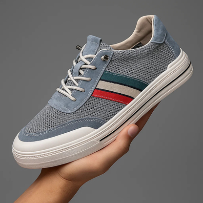 Stylish men's retro sport lifestyle sneakers, blue vintage design for comfortable everyday fashion.