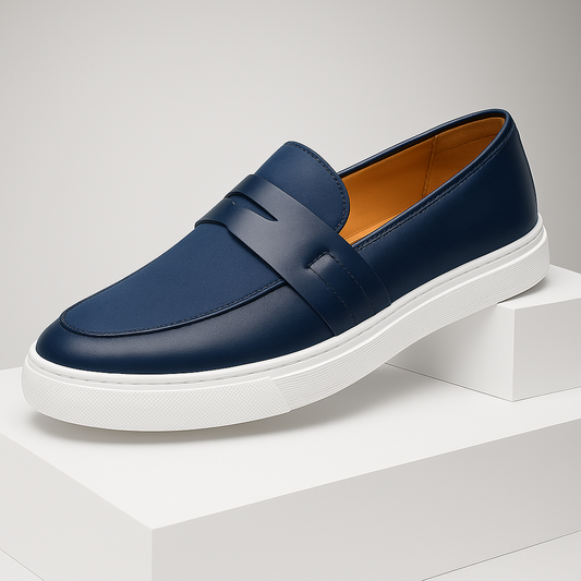 Men's brown slip-on loafers, perfect for cushioned everyday comfort & polished casual style.