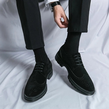 Sophisticated men's suede brogue dress shoes, a classic lace-up option for comfortable and stylish mens footwear.