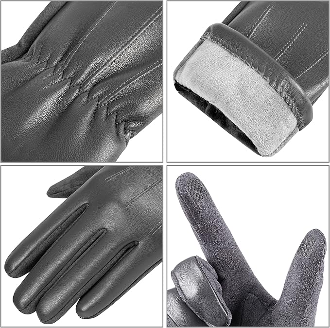 Fashionable men's suede driving gloves, touchscreen compatible, providing warmth & style for winter.