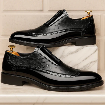 Comfortable & stylish men's textured oxford dress shoes; versatile formal footwear with bold design.