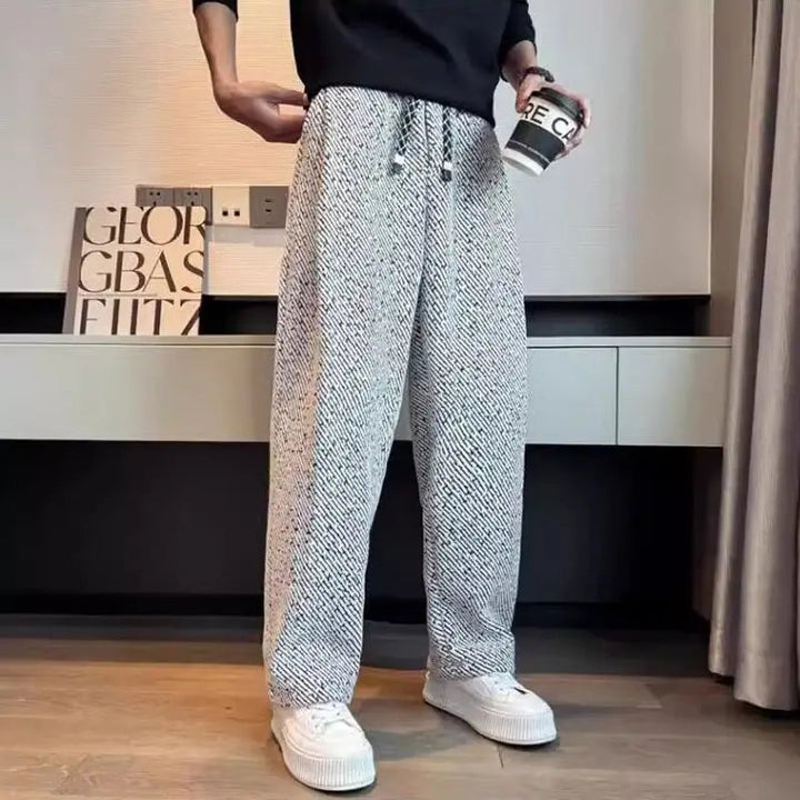 Heavyweight brushed tapered knit pants for men, cotton blend, perfect for warm winter comfort & relaxed style.
