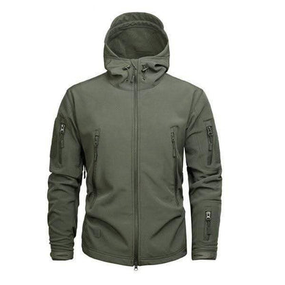 Warm men's fleece tactical jacket with camo print, ideal for outdoor activities