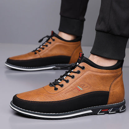 Jet Black men's barefoot hi-top sneakers, Oxford style, waterproof & comfortable for natural movement.