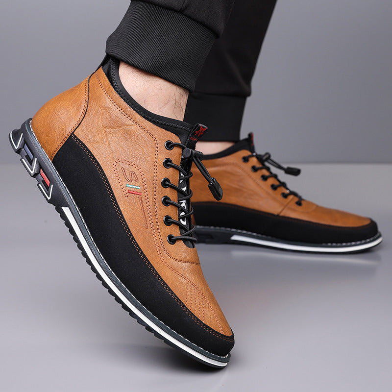 Chestnut Brown men's Oxford barefoot hi-top sneakers, lightweight casual footwear for natural movement.
