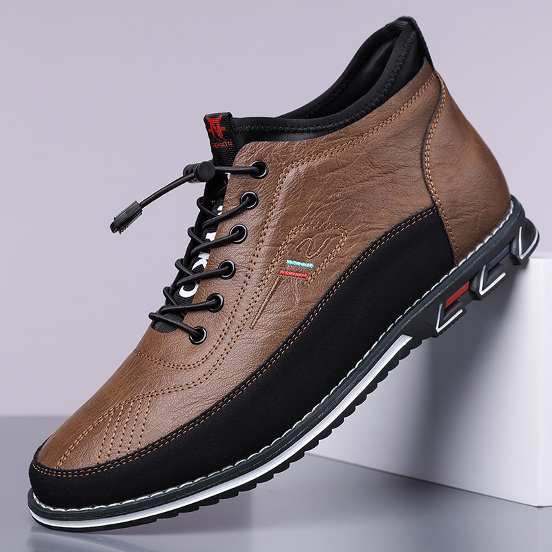 Men's barefoot Oxford hi-top sneakers in Caramel Oak, designed for natural foot movement and comfort.