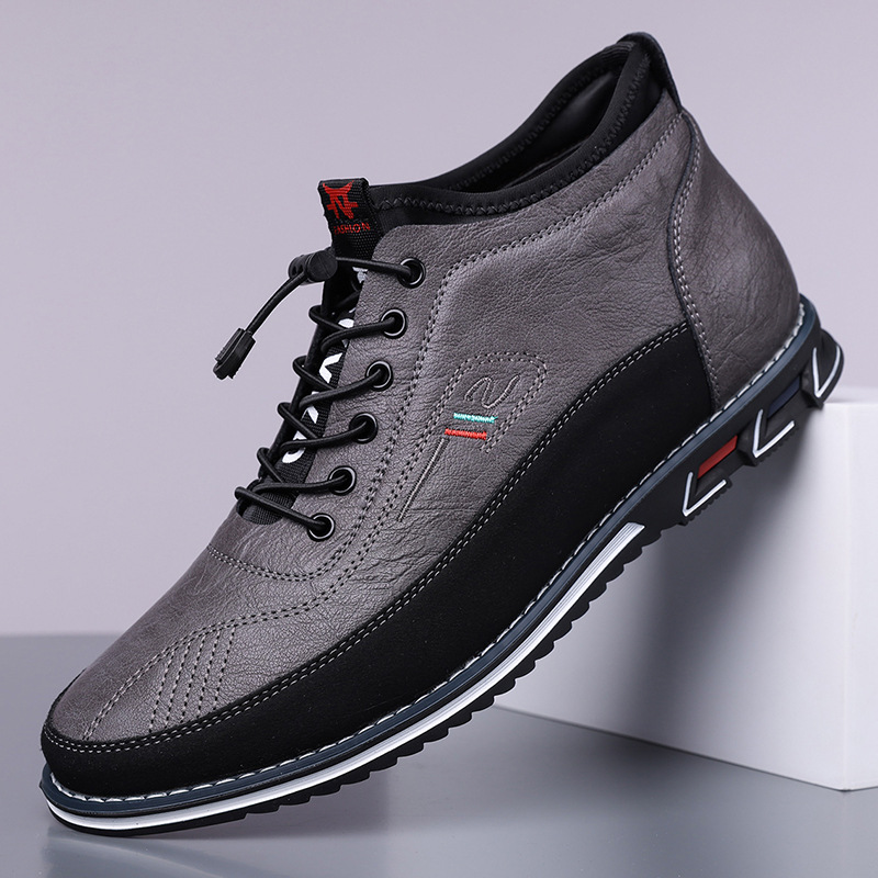 Waterproof Chestnut Brown men's Oxford barefoot hi-top sneakers, ideal for natural movement outdoors.