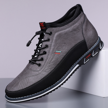 Waterproof Chestnut Brown men's Oxford barefoot hi-top sneakers, ideal for natural movement outdoors.