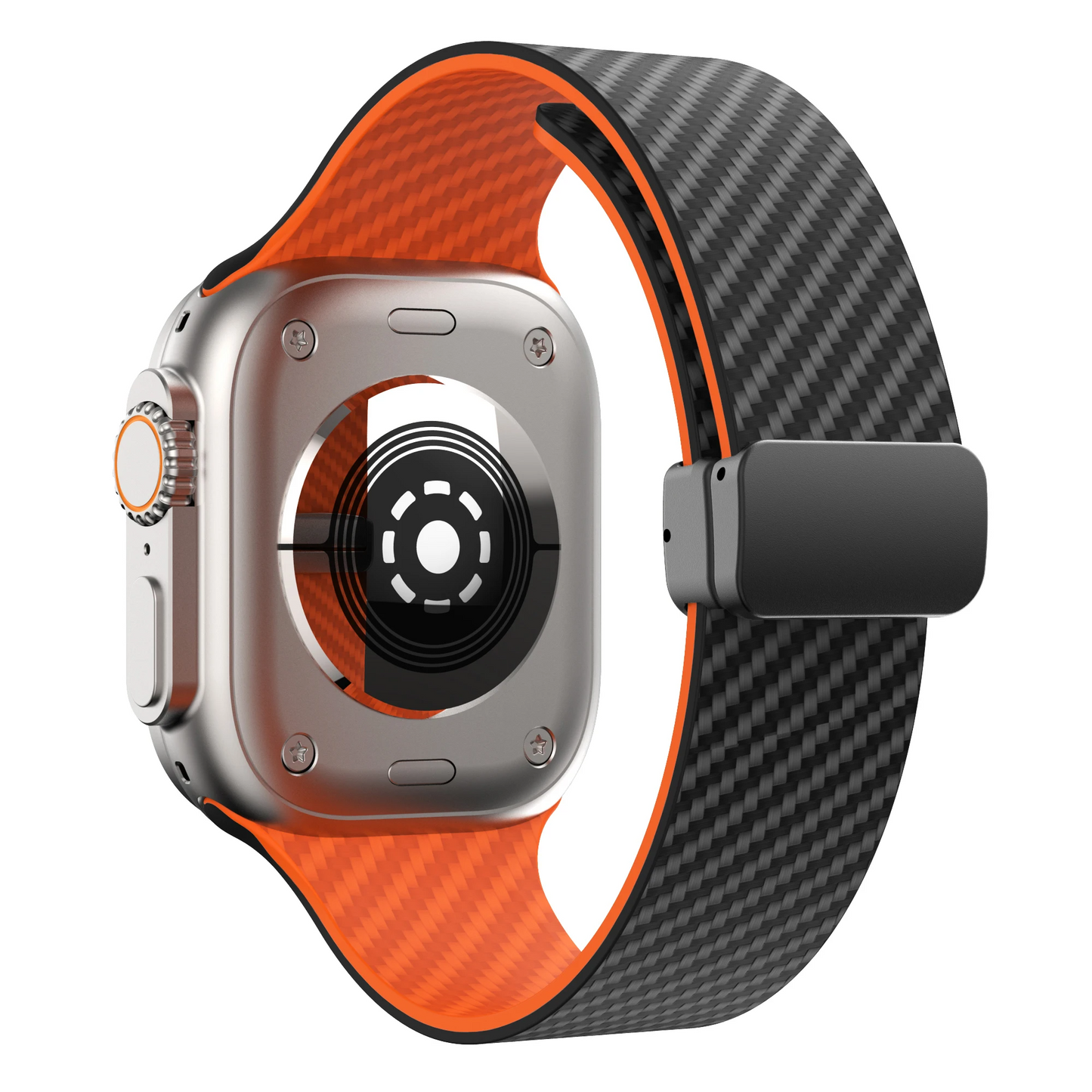 Men's carbon fiber sport watch band, rugged silicone strap for smartwatches.
