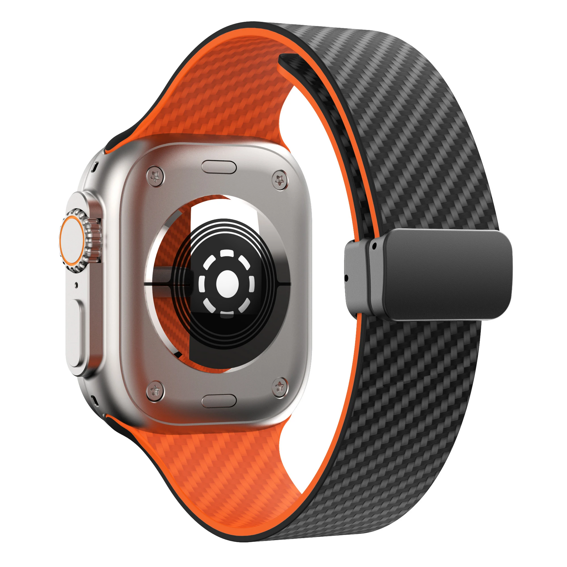 Men's carbon fiber sport watch band, rugged silicone strap for smartwatches.