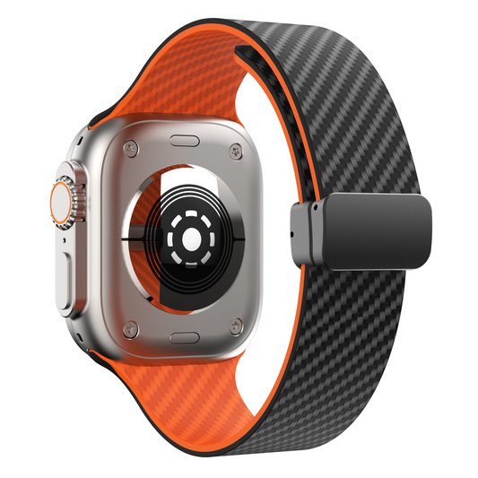 Men's carbon fiber sport watch band, rugged silicone strap for smartwatches.