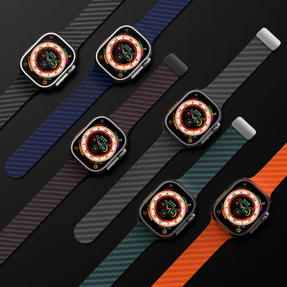 Men's tough carbon fiber silicone watch band, active lifestyle ready.