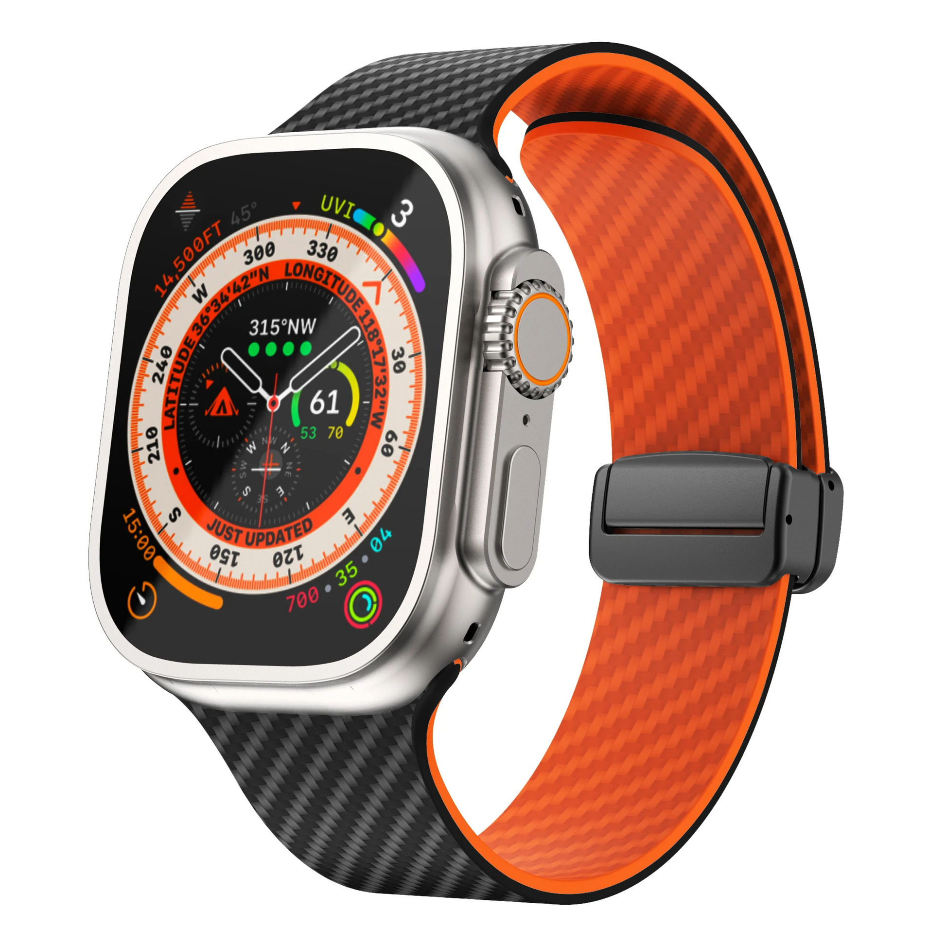 Stylish men's carbon fiber watch band, durable & secure fit for active lifestyles.