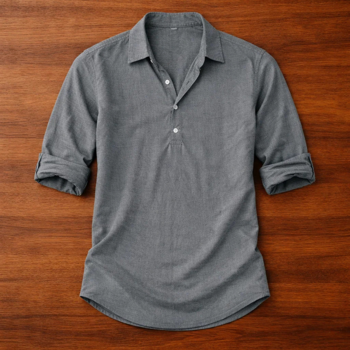 Soft men's Carter Henley shirt, perfect for comfortable summer fashion and versatile daily wear.