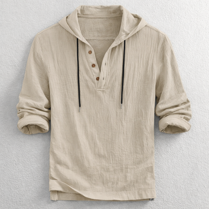 Lightweight men's Carter relaxed fit hoodie shirt. Versatile long sleeve for spring, summer, fall comfort.
