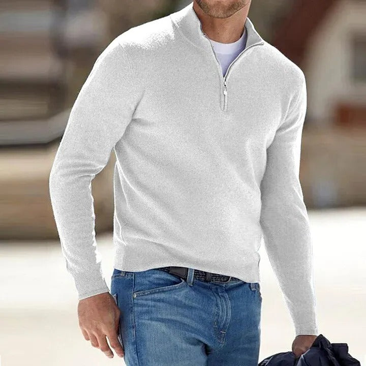 Versatile men's zipper sweater, a comfortable long sleeve top for casual outfits & everyday comfort.
