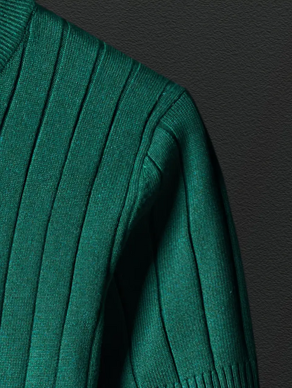 Close-up of a men's ribbed tee, highlighting the unique texture. A stylish & breathable short sleeve casual shirt.