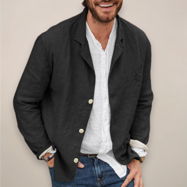 Versatile men's blazer jacket, perfect for smart casual looks and comfortable everyday wear. Stylish.