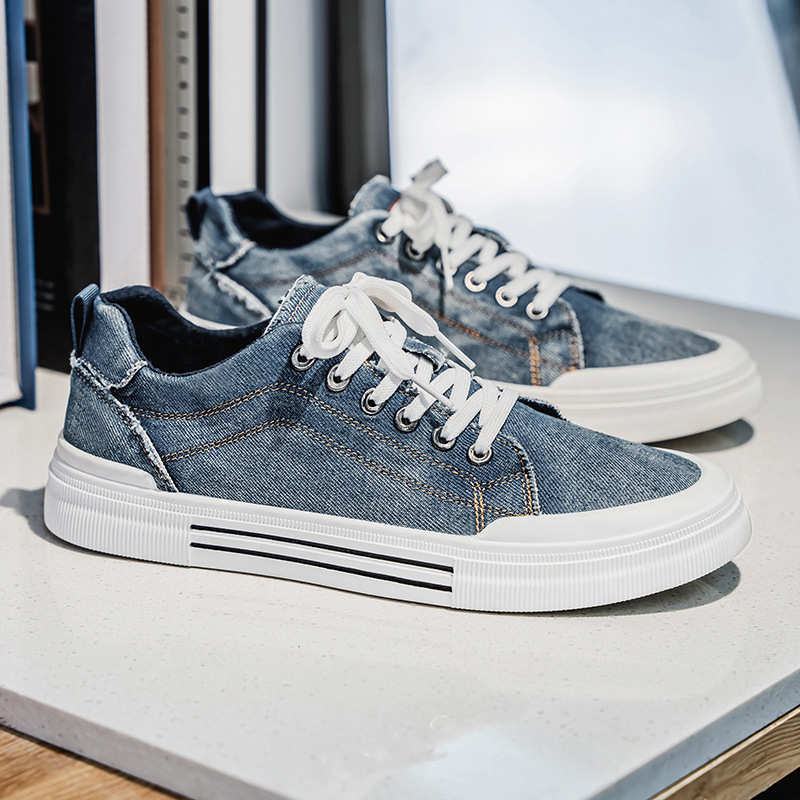 Comfortable black denim sneakers for men, perfect casual everyday shoes for stylish streetwear.