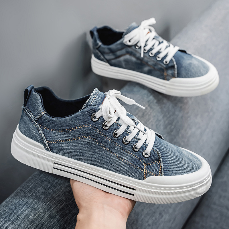 Blue denim everyday shoes for men, combining casual style, comfort, and streetwear fashion.