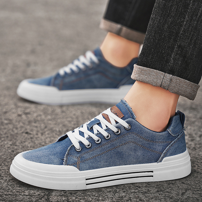 Comfortable black denim men's shoes, perfect for casual everyday wear and modern streetwear style.