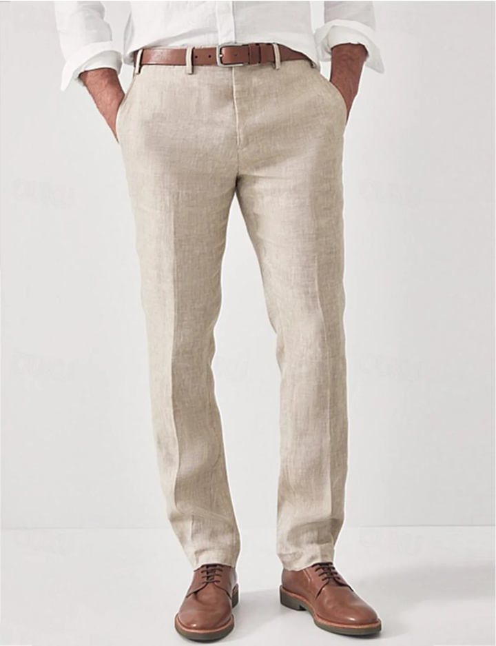 Full view of men's everyday harem pants with elastic waist, offering a loose, comfortable fit.
