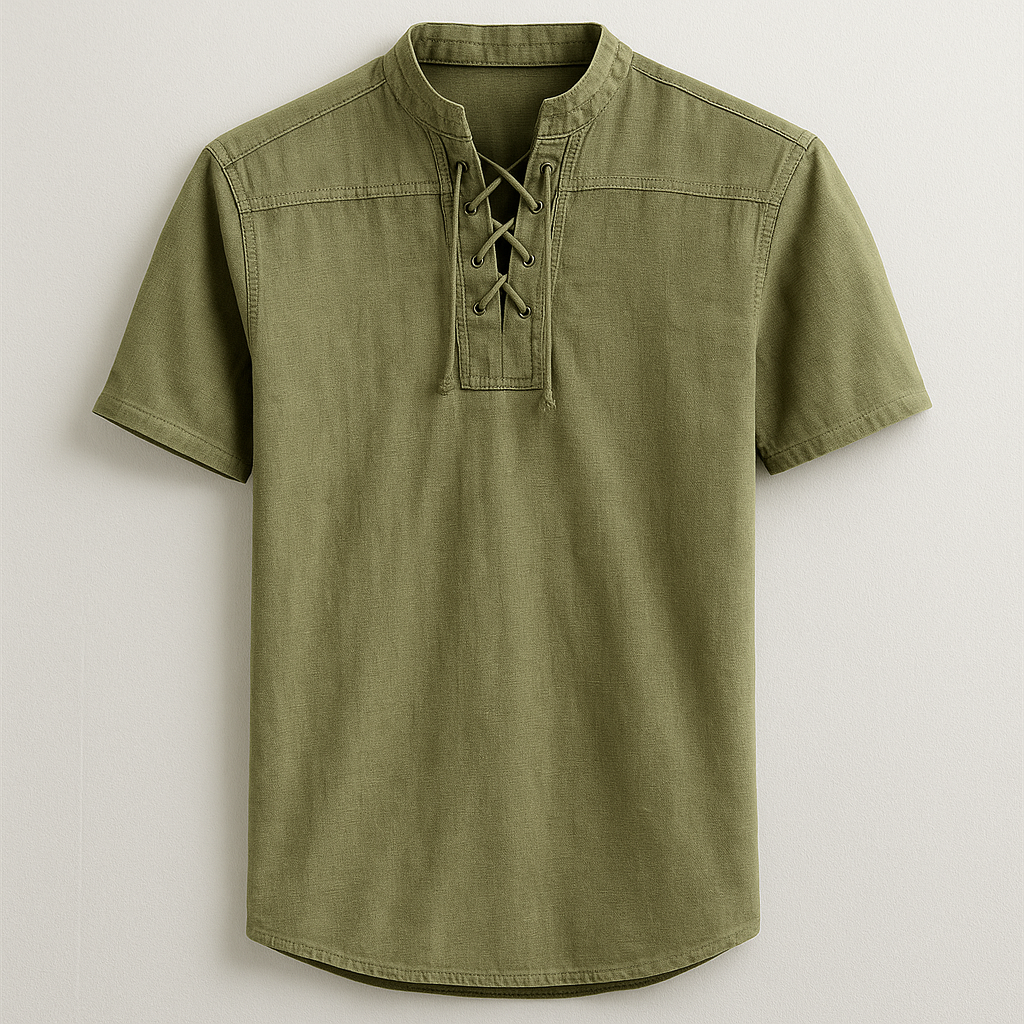 Comfortable men's long sleeve henley shirt, a versatile casual top for effortless style. Relaxed fit.