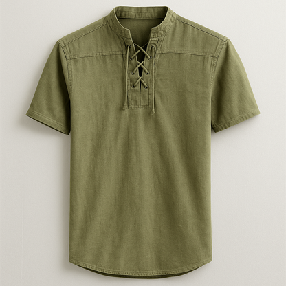 Comfortable men's long sleeve henley shirt, a versatile casual top for effortless style. Relaxed fit.