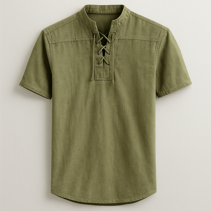 Comfortable men's long sleeve henley shirt, a versatile casual top for effortless style. Relaxed fit.