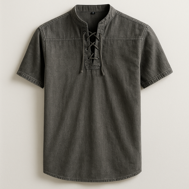 Men's fashion long sleeve henley, a relaxed fit casual shirt styled for everyday comfort and classic appeal.
