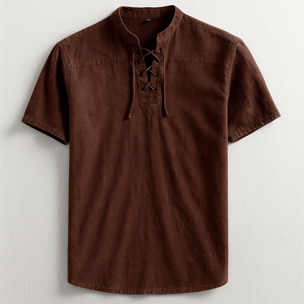Effortless style with this men's casual lace-up henley shirt. Long sleeve and comfortable for daily wear.