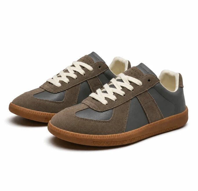 White men's low top casual sneakers; comfortable lace-up design for everyday wear.