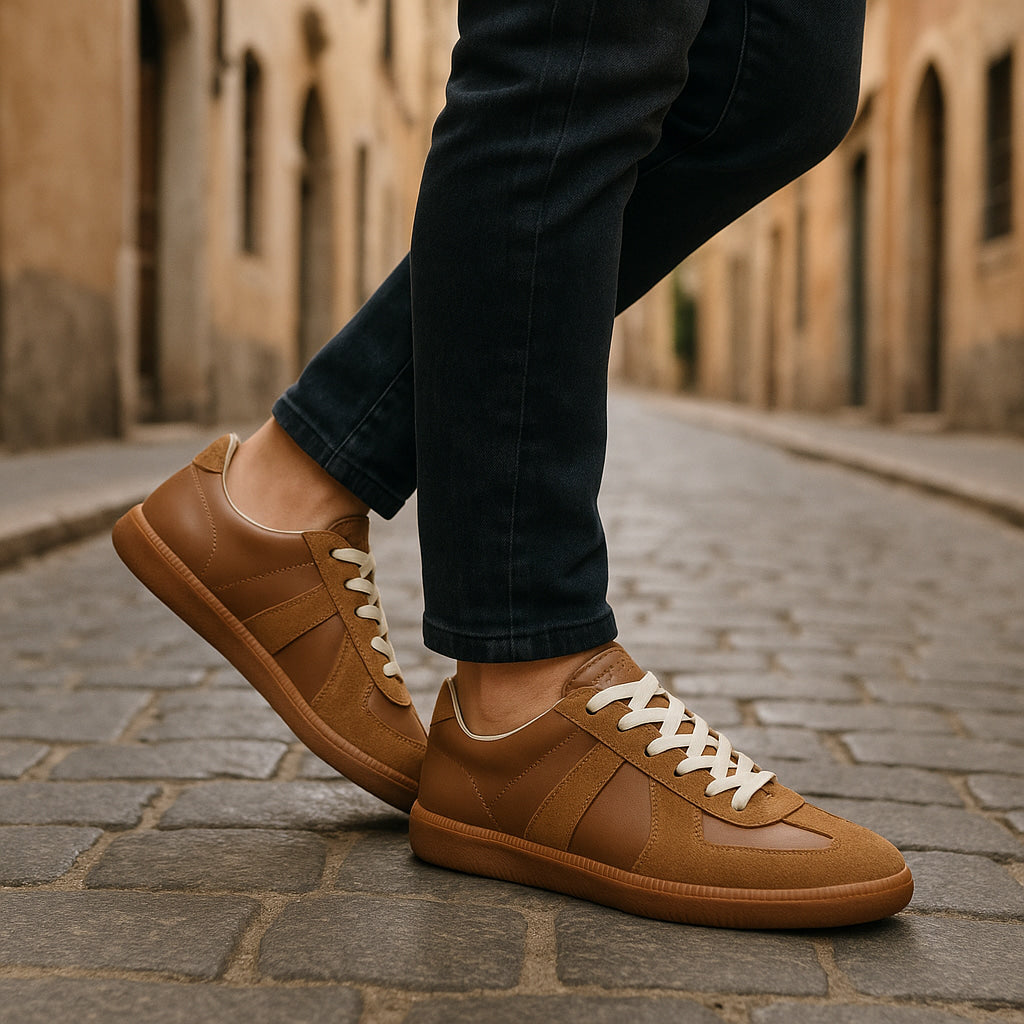 Men's walking shoes: comfortable lace-up, non-slip low top casual sneakers for daily use.