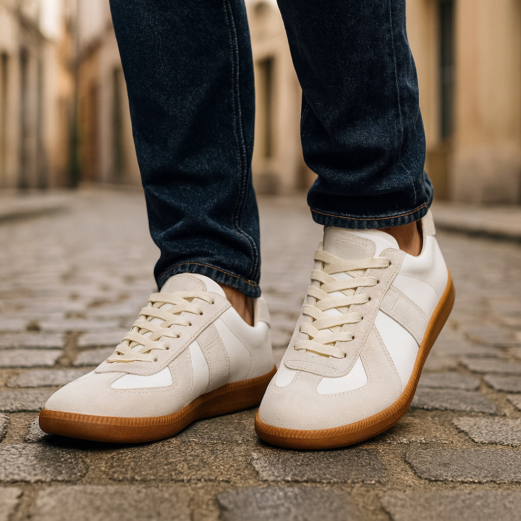 Black men's casual lace-up sneakers; non-slip, comfortable low top design for versatile style.