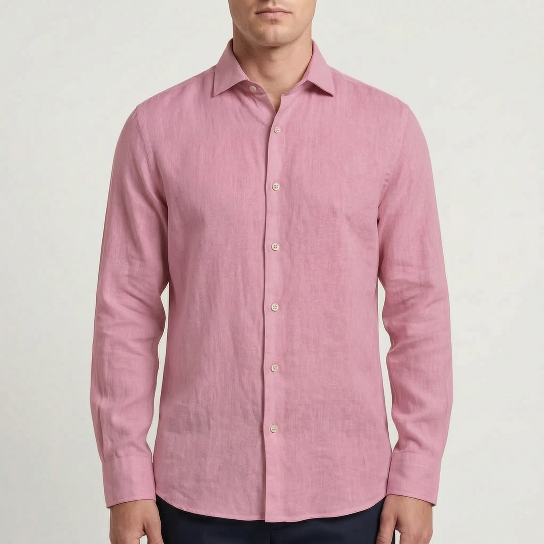 Relaxed fit men's casual long-sleeve button-up shirt, a comfortable and stylish top for men.
