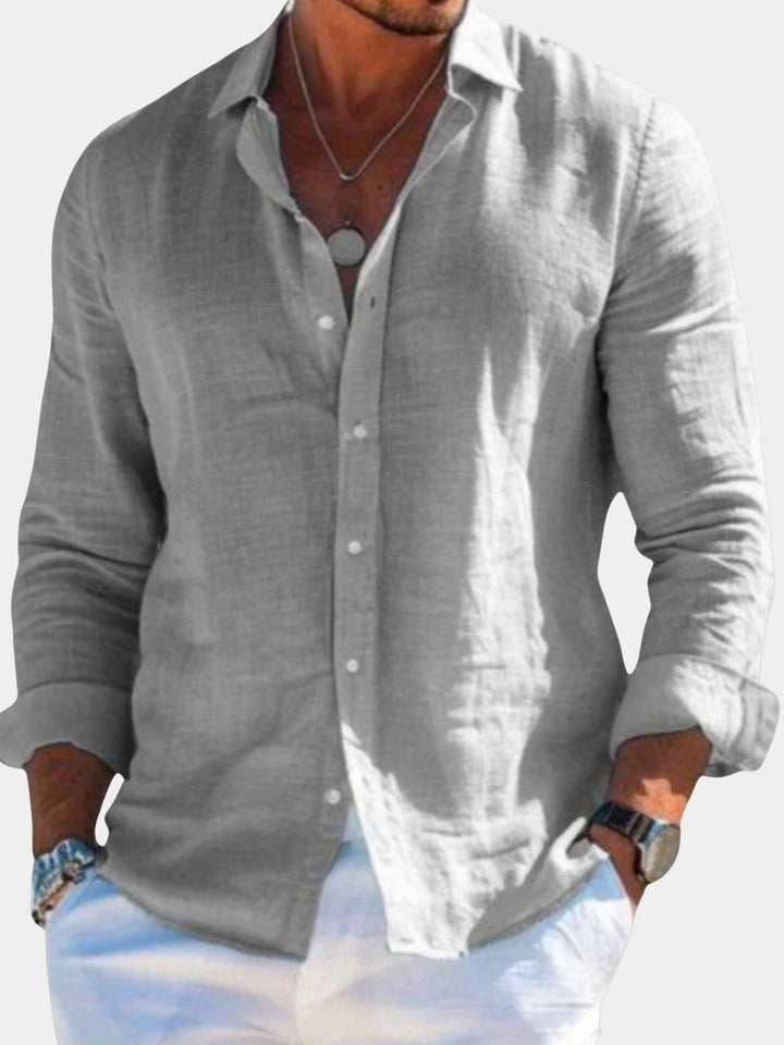 Men's casual relaxed fit long sleeve button-down shirt, perfect for everyday style.