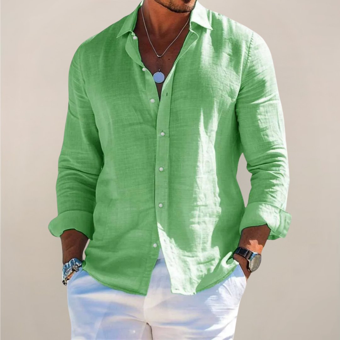 Men's casual button-down long sleeve shirt, designed for a relaxed fit and versatile styling.