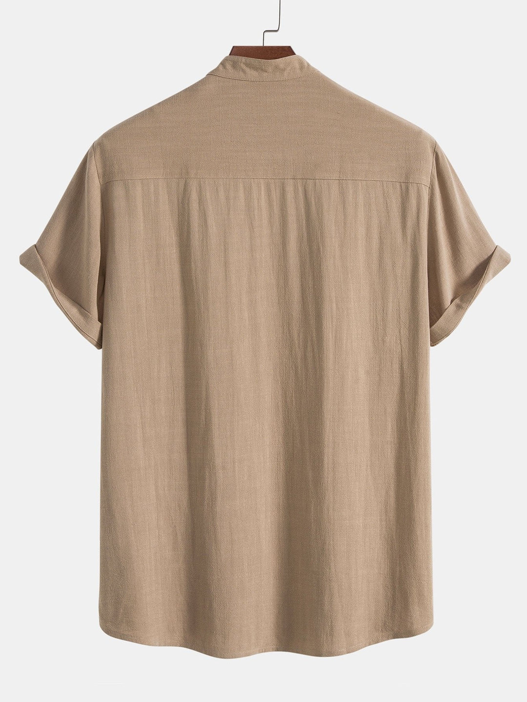 Men's vacation apparel: a comfortable rolled cuff shirt & pants two-piece set for leisure.