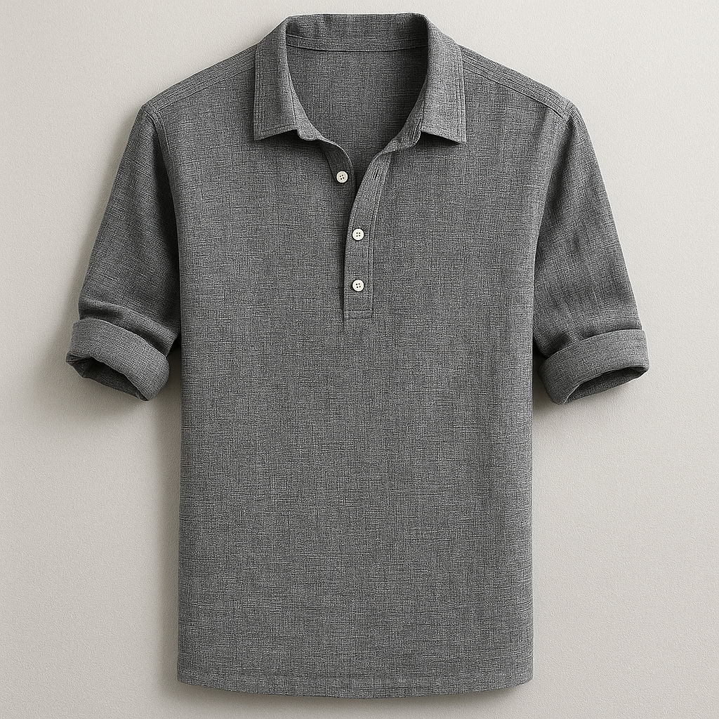 Comfortable men's long sleeve henley shirt, versatile for everyday casual fashion.