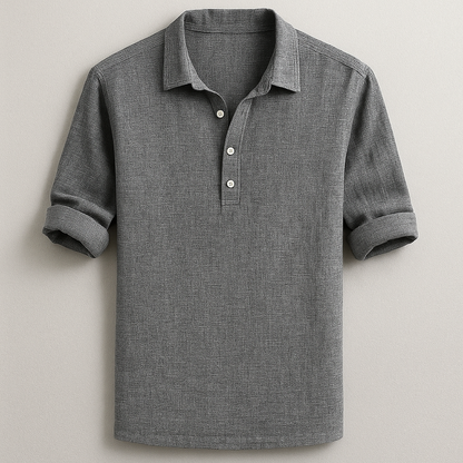Comfortable men's long sleeve henley shirt, versatile for everyday casual fashion.