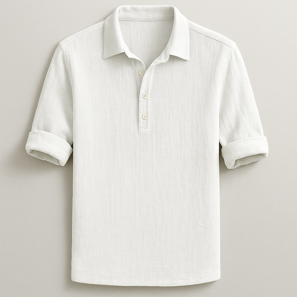 Men's Casual Roman Henley Shirt, button-up, solid color. Ideal for stylish, comfortable everyday wear.